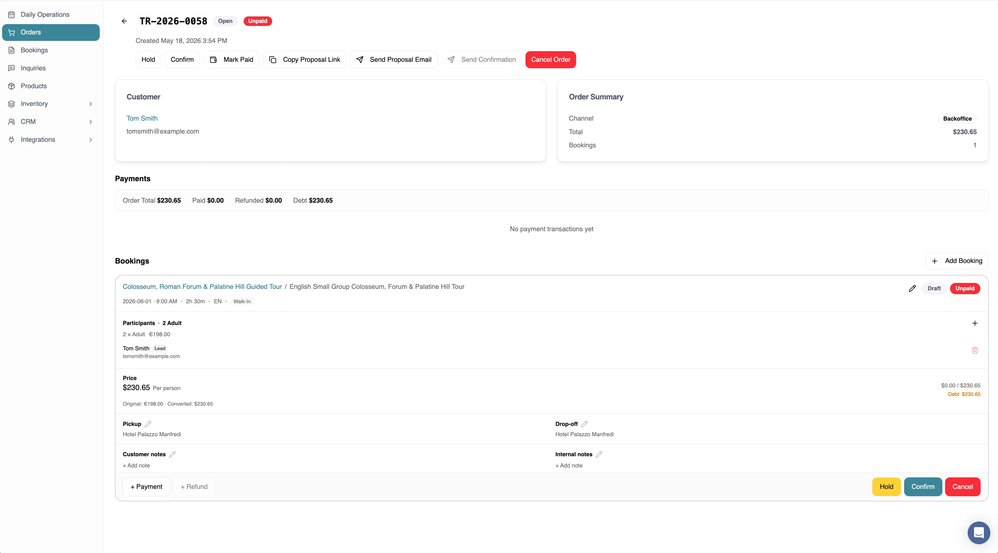 Booking Management screenshot