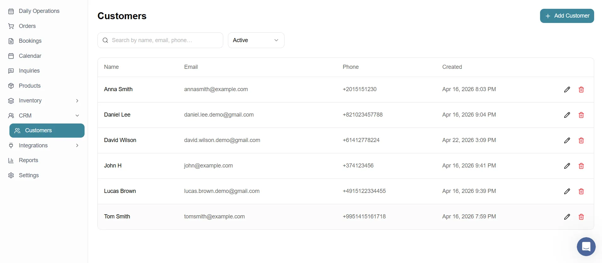 CRM screenshot