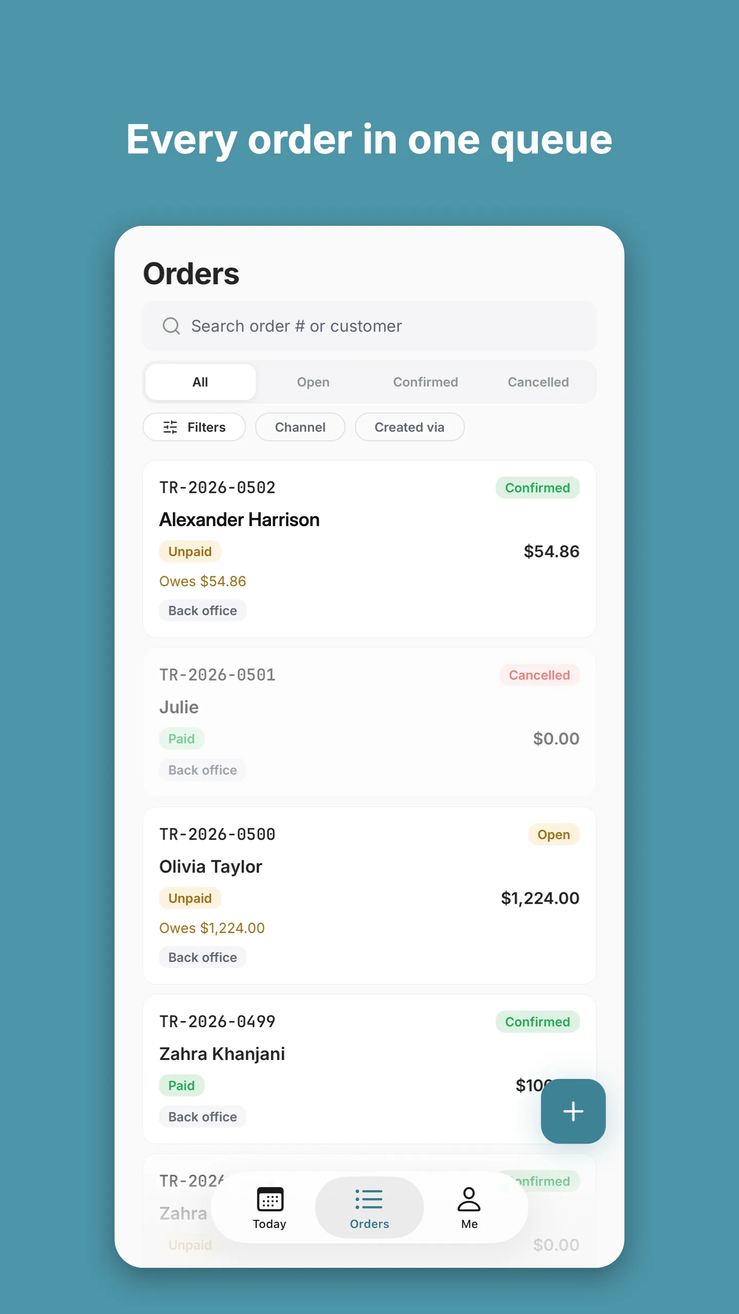 Mobile app: orders queue