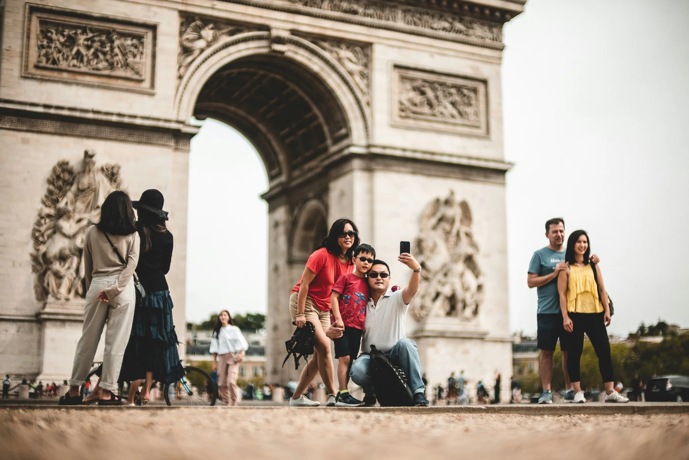 Tourists photographing a famous landmark